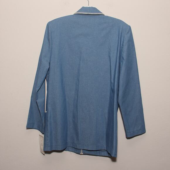 NEW Vintage The Villager Cotton Long Blazer Jacket Size 12 Light Blue - Picture 6 of 11
